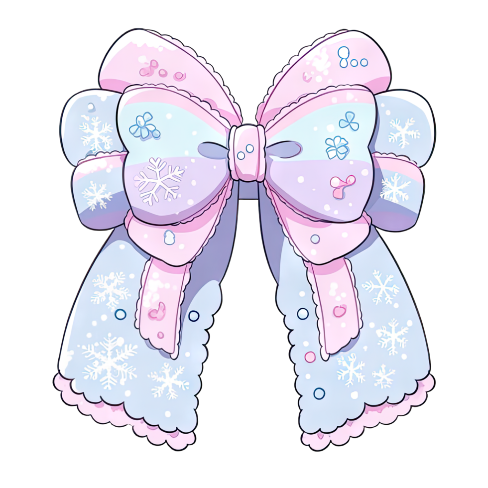 Pastel bow and fluffy, cute ribbon, kawaii style accessory  ,ai generated png