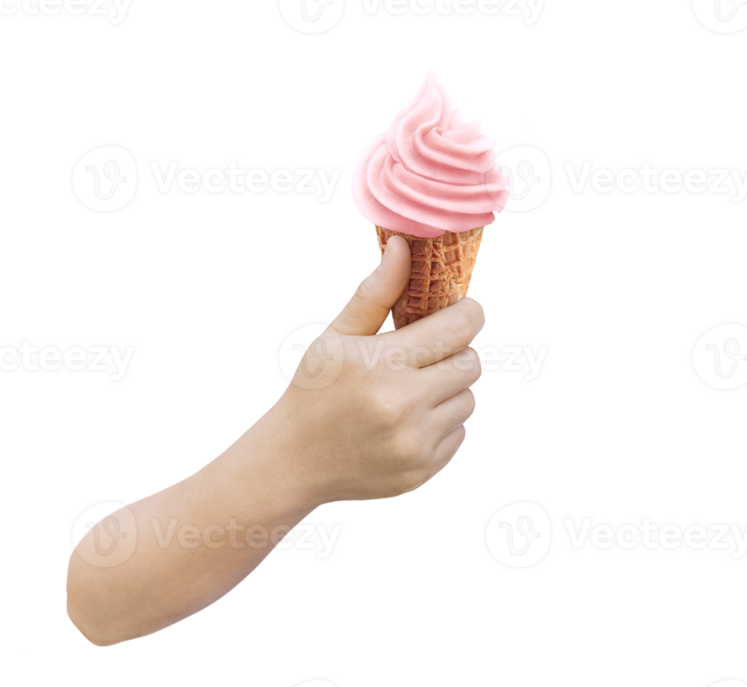 Ice cream cone in hand PNG transparent