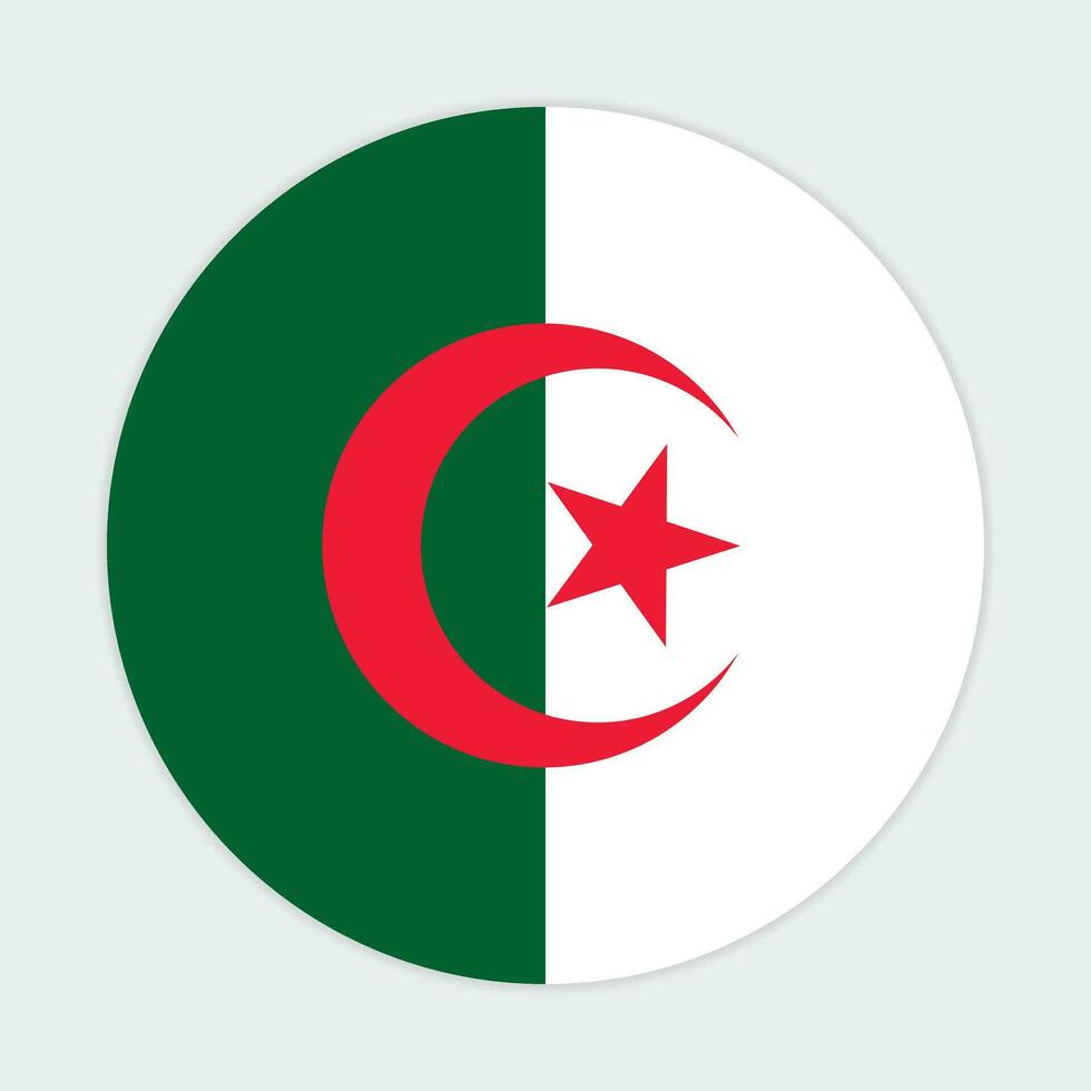 Algeria flag vector icon design. Algeria circle flag. Round of Algeria flag.