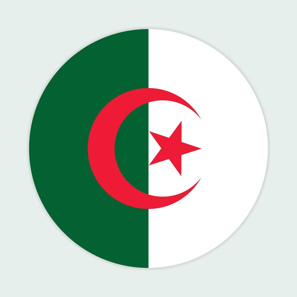 Algeria flag vector icon design. Algeria circle flag. Round of Algeria flag.