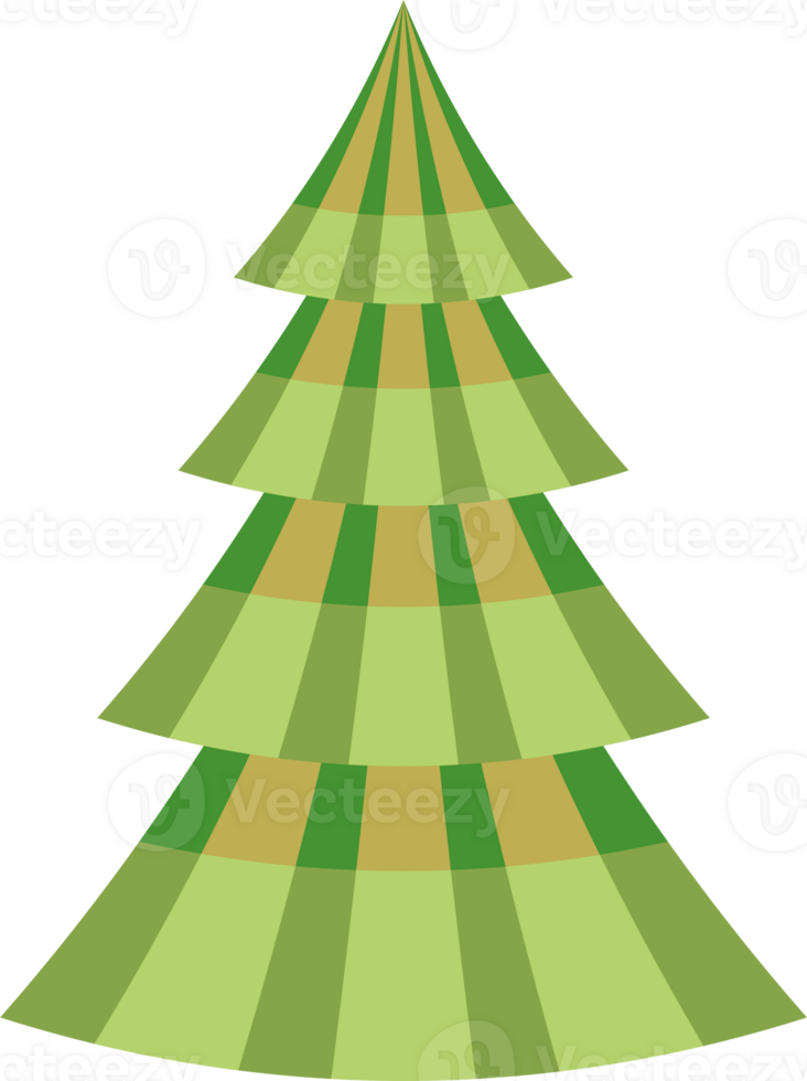 Abstract, stylized Christmas tree illustration. Decorated Christmas tree design, PNG with transparent background.