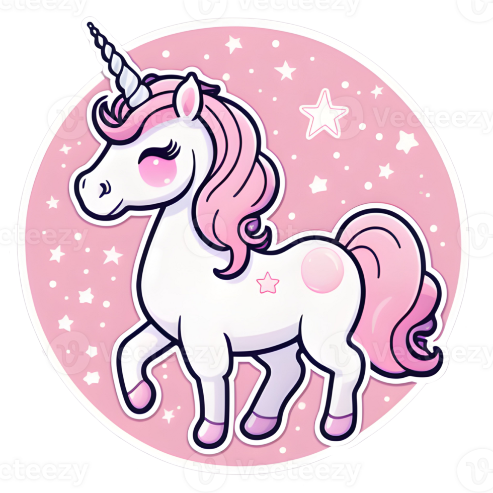 Cute Baby Pink Unicorn Magical. AI Generative png