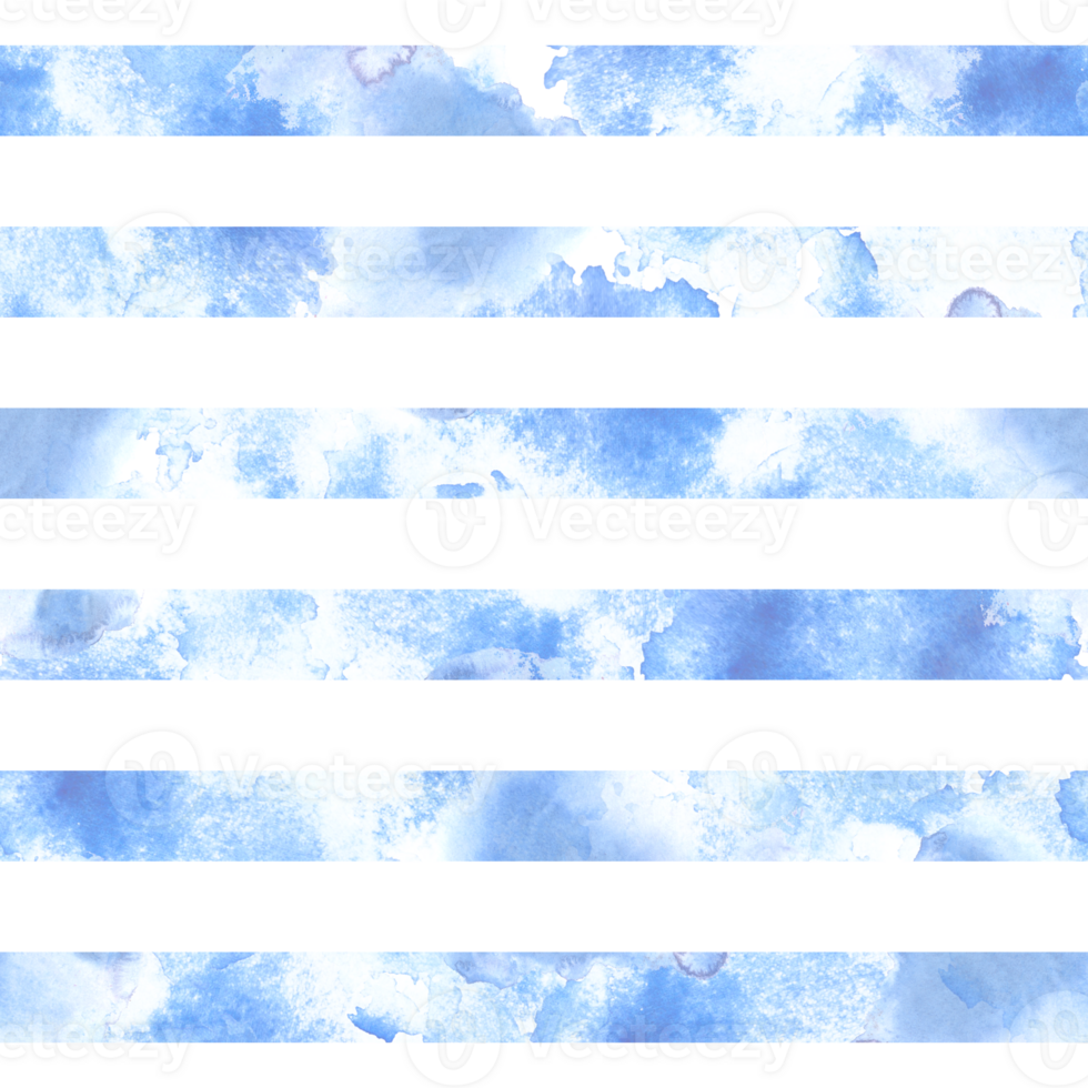 Watercolor blue stains striped seamless pattern. Hand painted illustration. Great for maritime, sky, newborn baby boy base design, wrapping paper, textile, wallpaper, print png