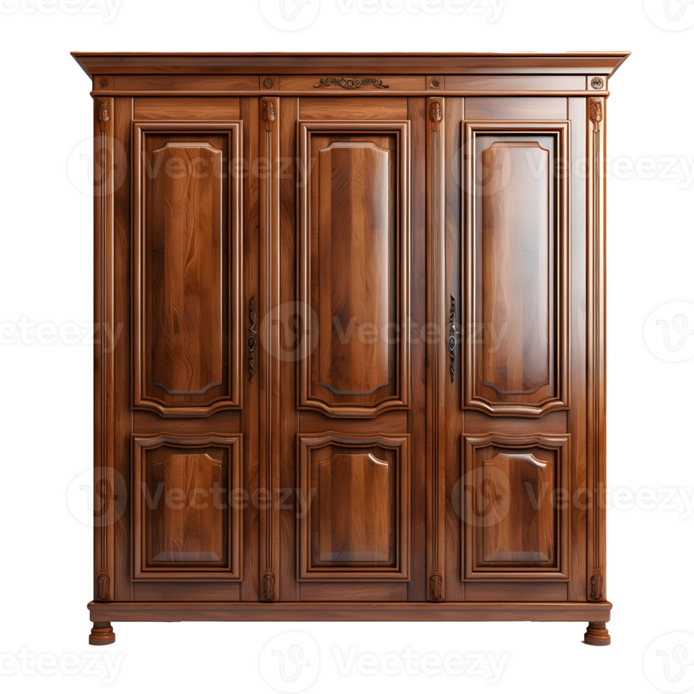 Front View Classic Three Door Wooden Cupboard, Elegance, ai generated png