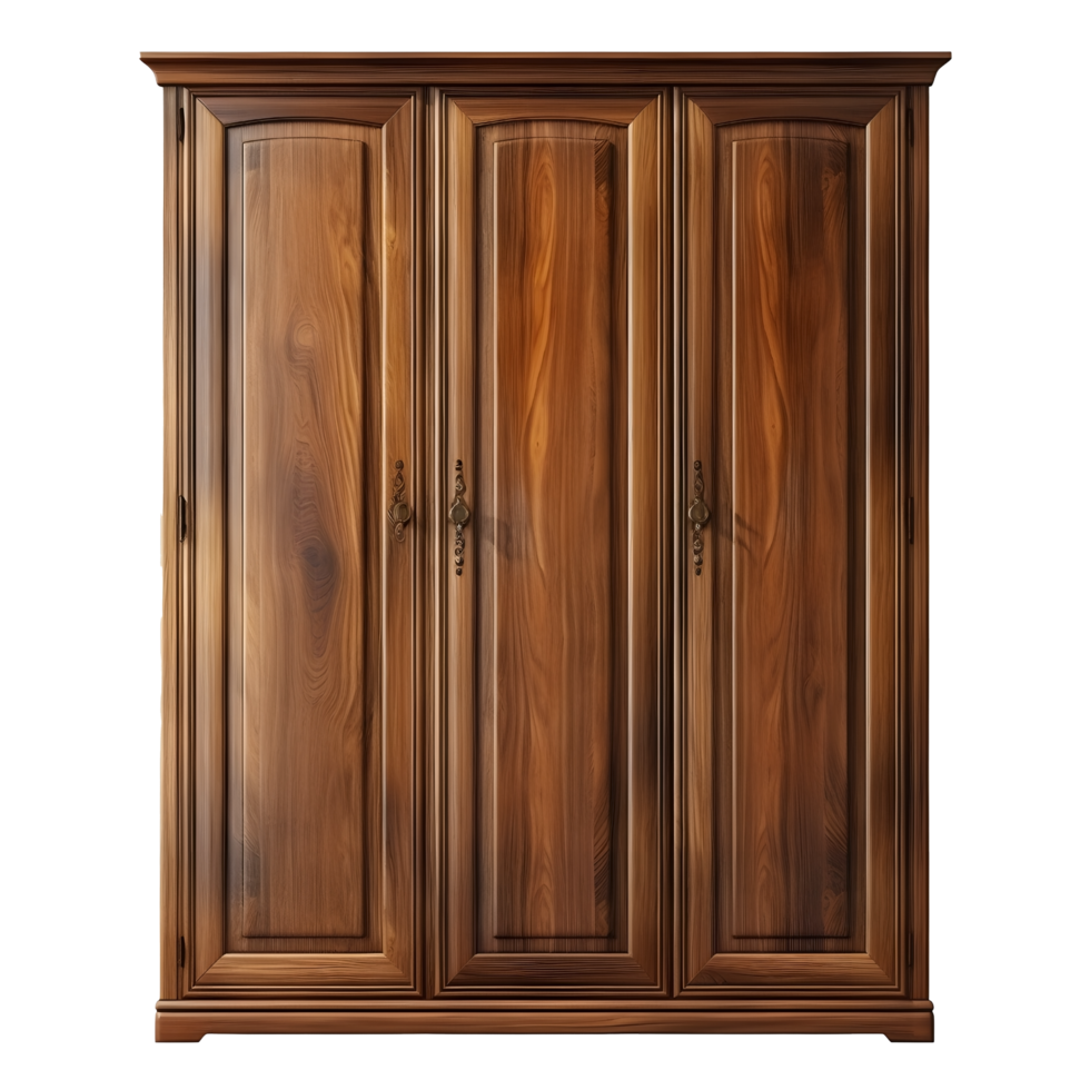 Elegant Front Facing Three Door Wooden Wardrobe, ai generated png