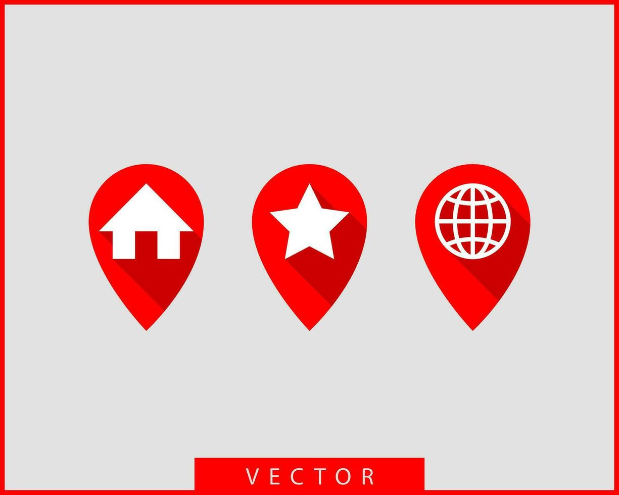 iconos del mapa. puntero marcador. icono de vector de ubicación de pin. símbolo de navegación gps.