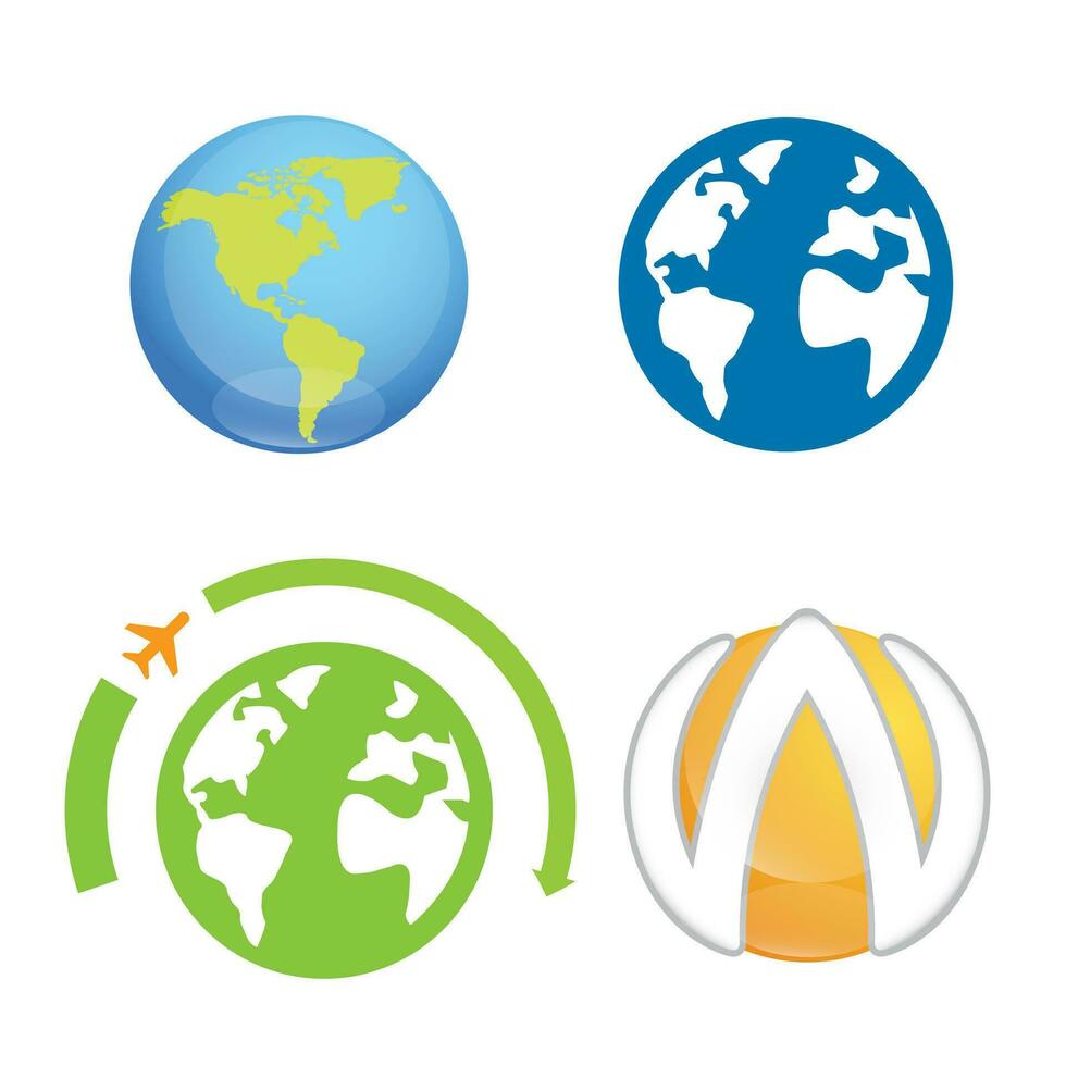 world earth planet logo element vector