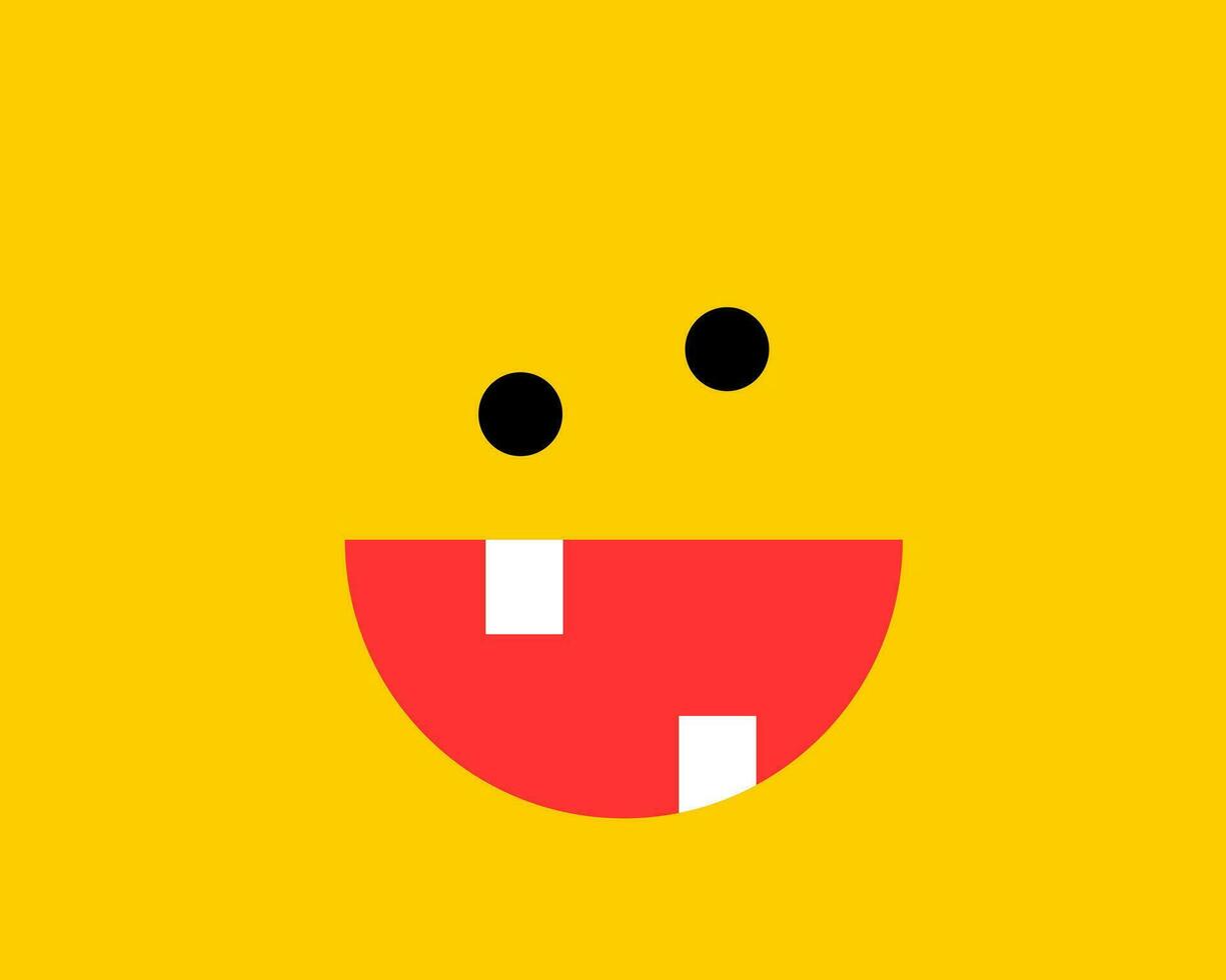 Emoji smile icon vector symbol on yellow background. Smiley face cartoon character wallpaper.