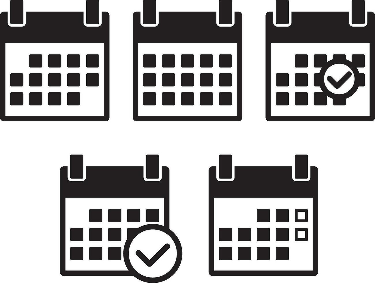 Set calendar icons vector flat line design