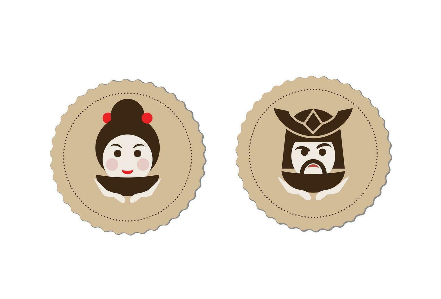 samurai and geisha tea ceremony logo element vector