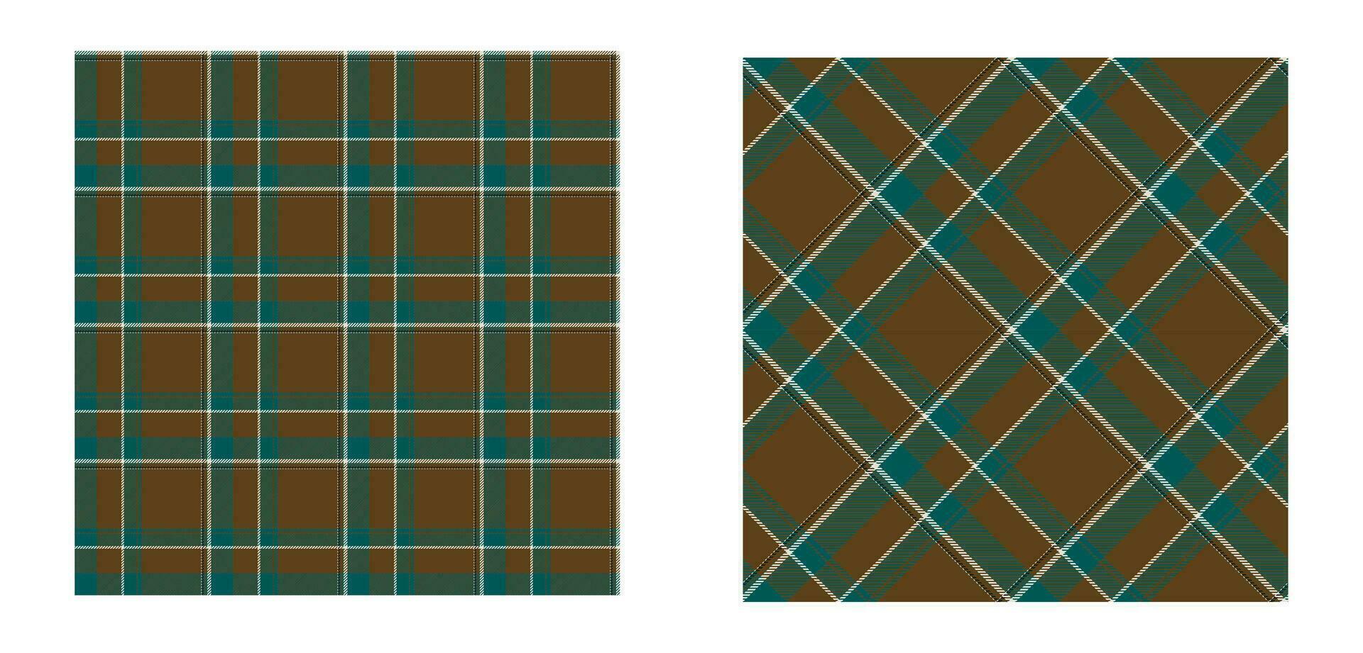 Plaid pattern in brown and green. Vector herringbone textured seamless tartan check plaid background for flannel shirt or other modern autumn winter textile print.
