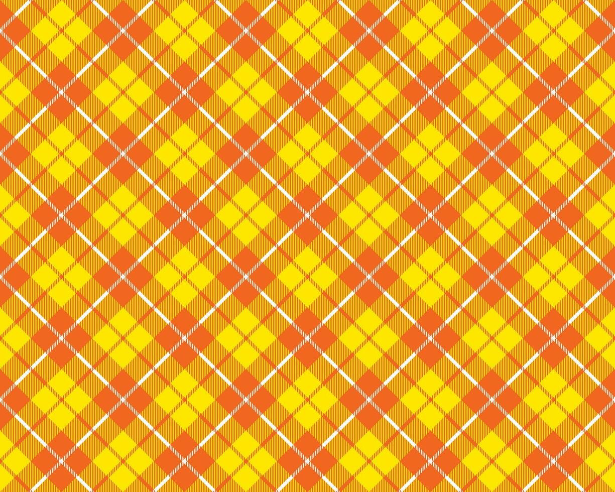 naranja amarillo tartán tela textura diagonal modelo sin costura vector