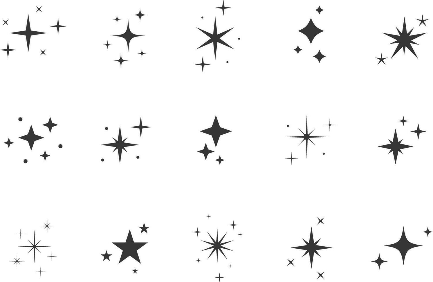 Sets of twinkling stars. Star icon. Vector illustration.