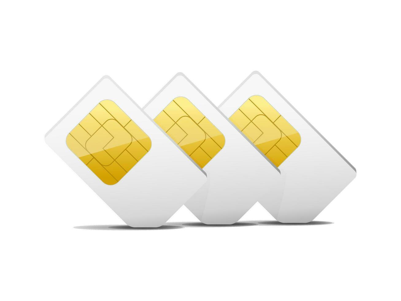 three gray white sim cards vector