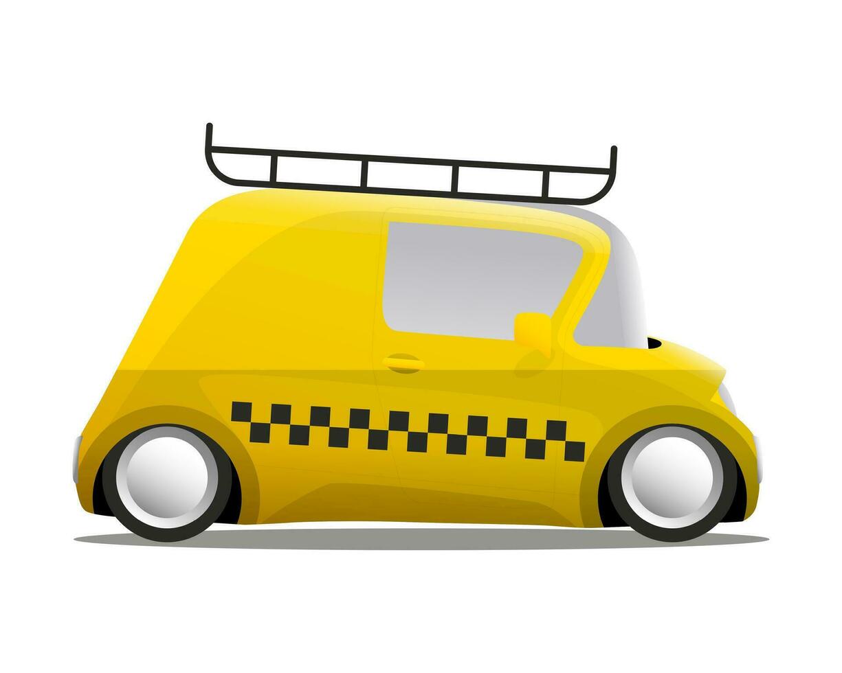 mini car cartoon yellow taxi vector
