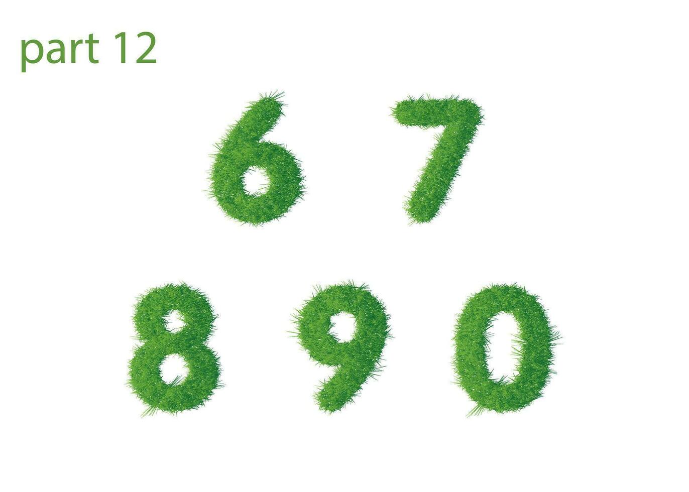 números seis Siete ocho nueve cero textura verde césped vector
