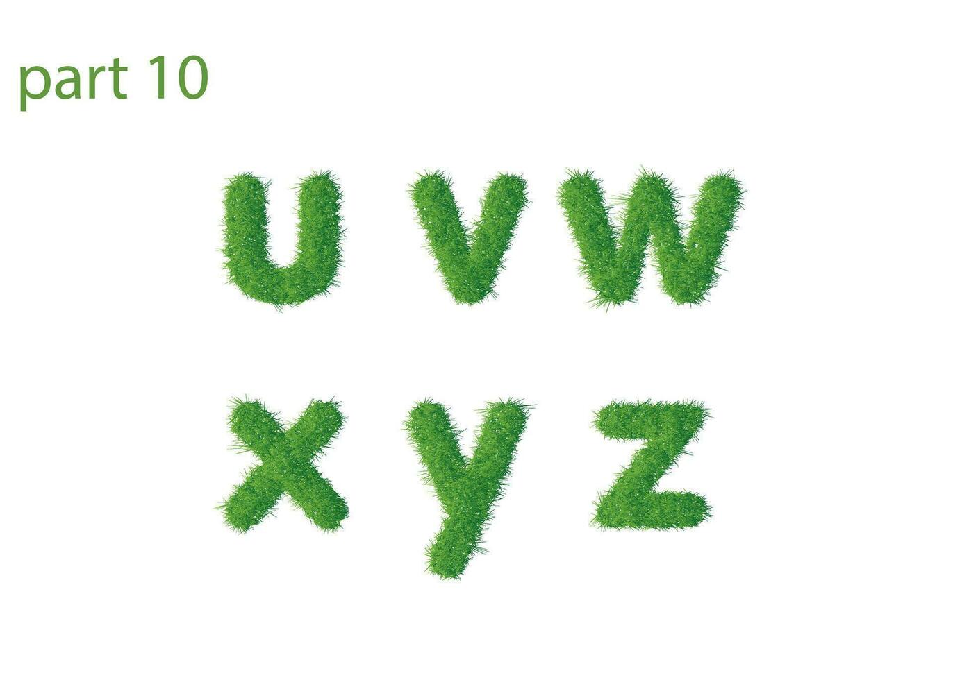 Small letter u v w x y z texture green grass vector