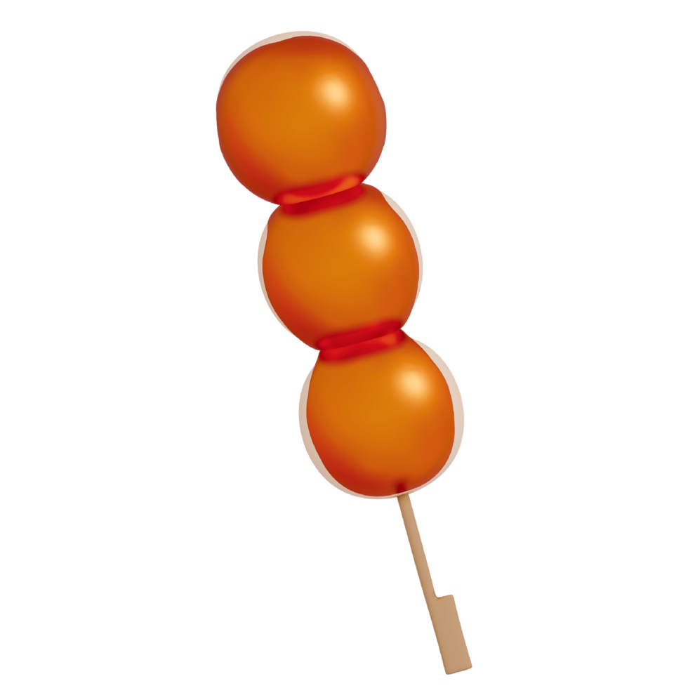 Japanese dessert Colorful Dango Skewers , 3d rendering on a transparent background png
