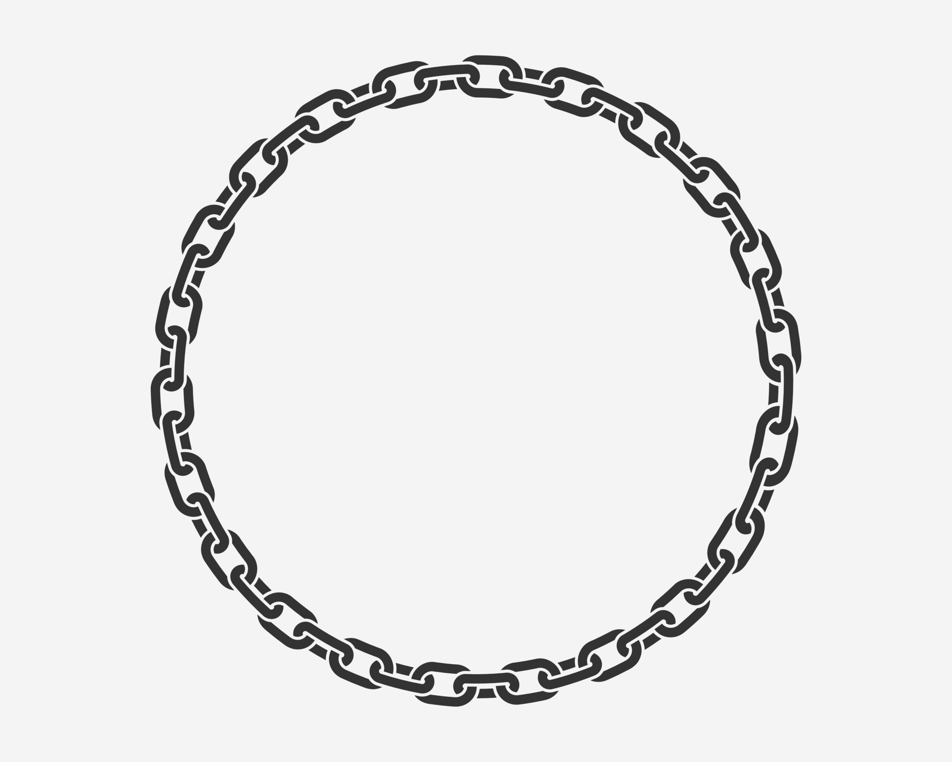 Texture chain round frame. Circle border chains silhouette black and