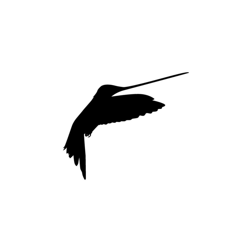 Flying Hummingbird Silhouette, can use Art Illustration, Website, Logo Gram, Pictogram or Graphic Design Element. Vector Illustration