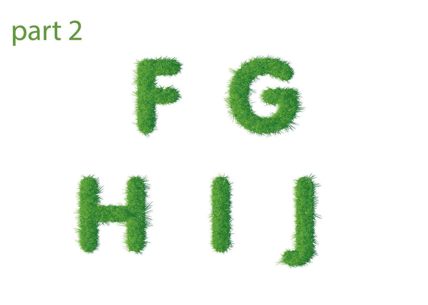 Capital letter F G H I J texture green grass vector