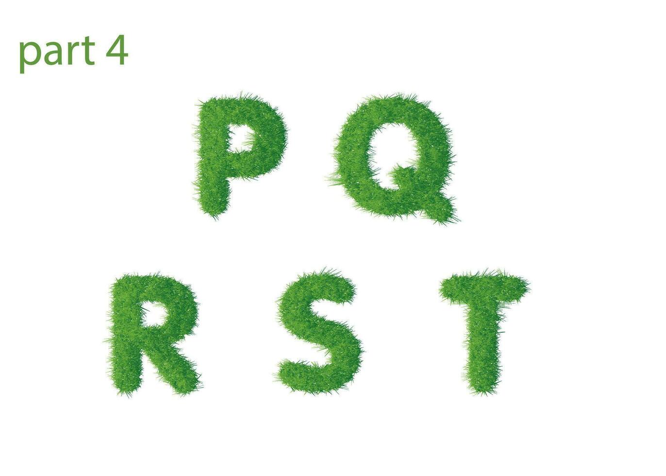 Capital letter P Q R S T texture green grass vector