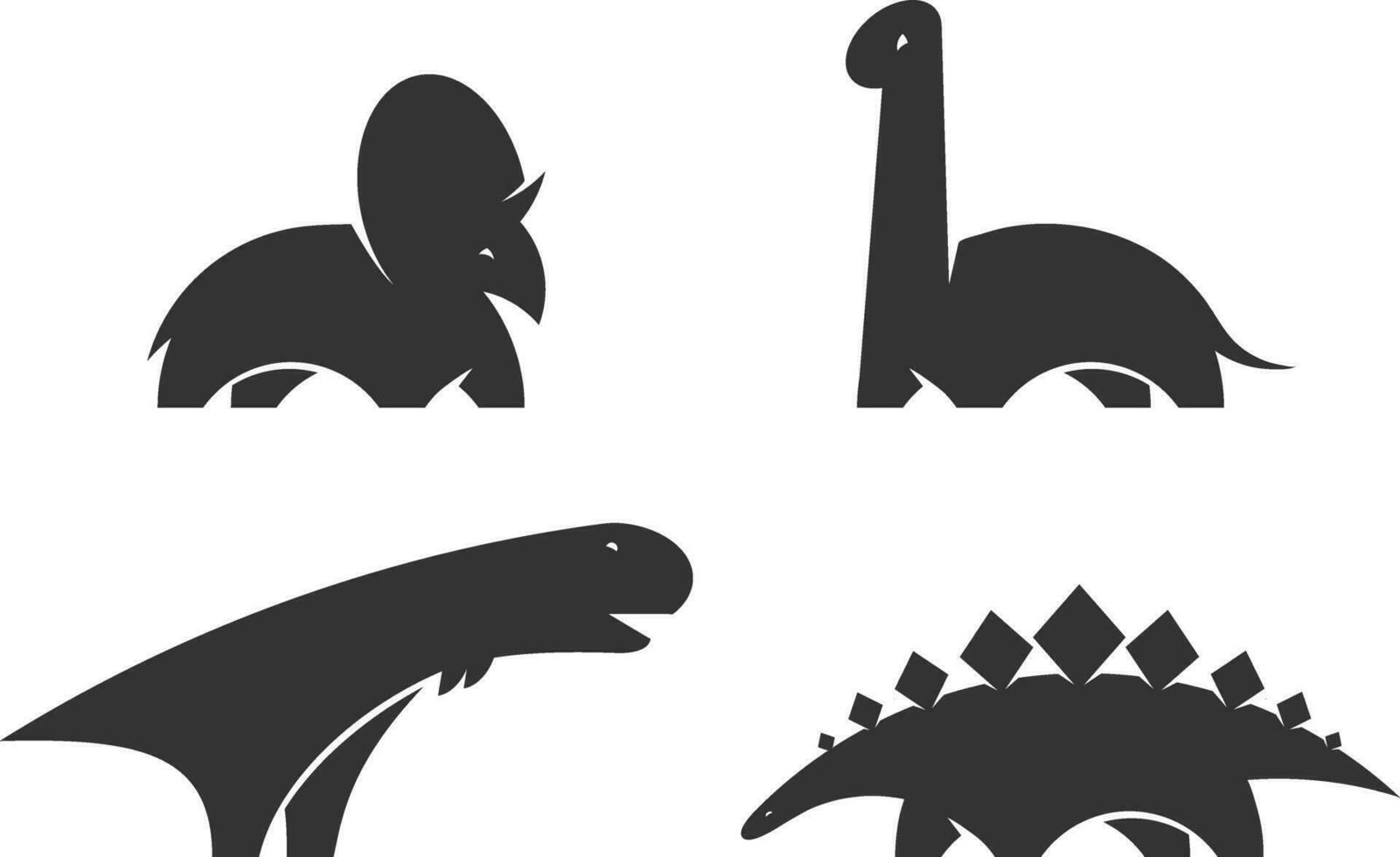 Dinosaur vector logo design element. Jurassic park world. Set dinosaurs silhouette isolated on white background. Collection dino icons web site template.