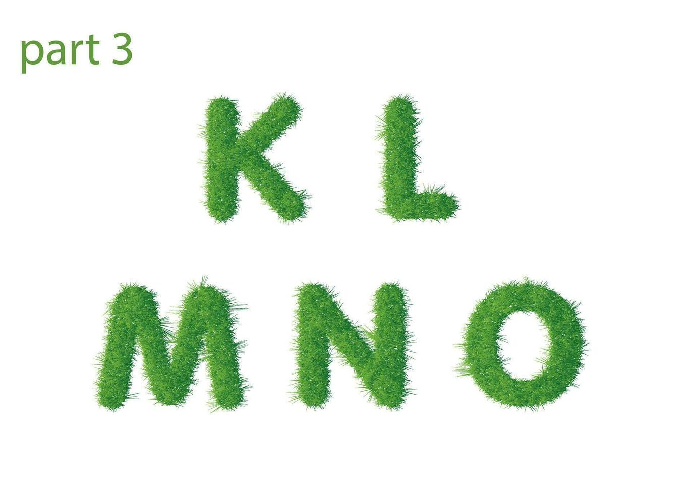 Capital letter K L M N O texture green grass vector