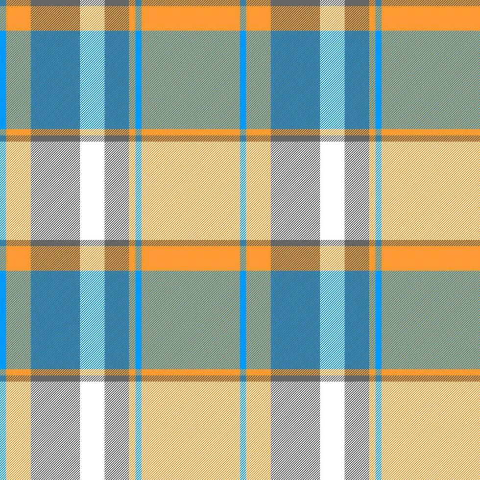 Orange blue modern plaid seamless fabric texture vector