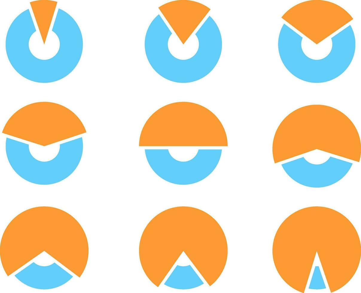 Set pie chart icons. Circle diagram vector. Collection Charts graphs logo template. Flat design. vector