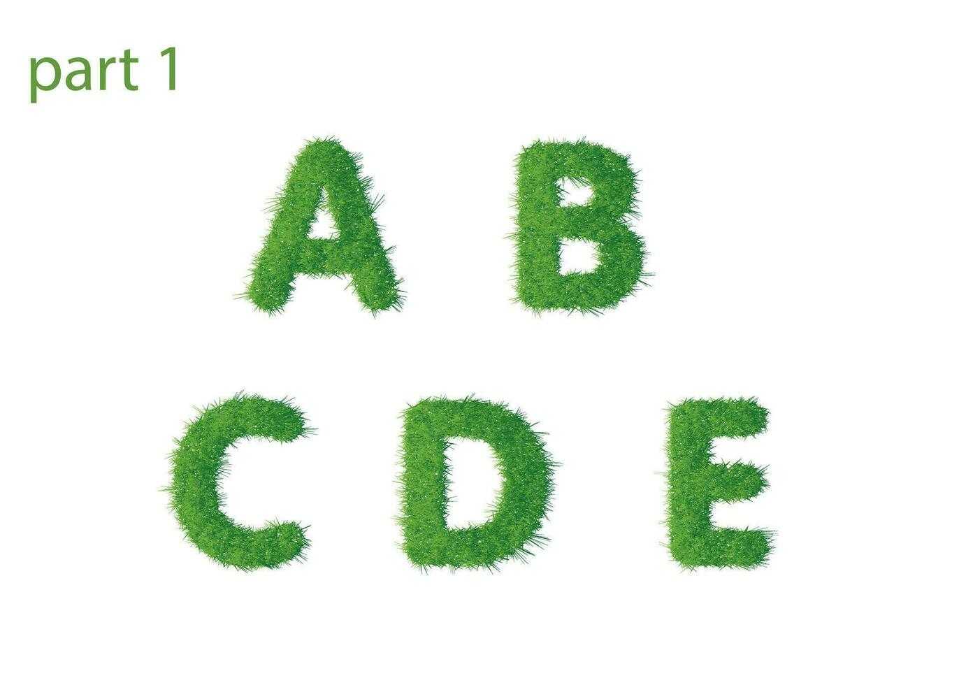 Capital letter A B C D E texture green grass vector