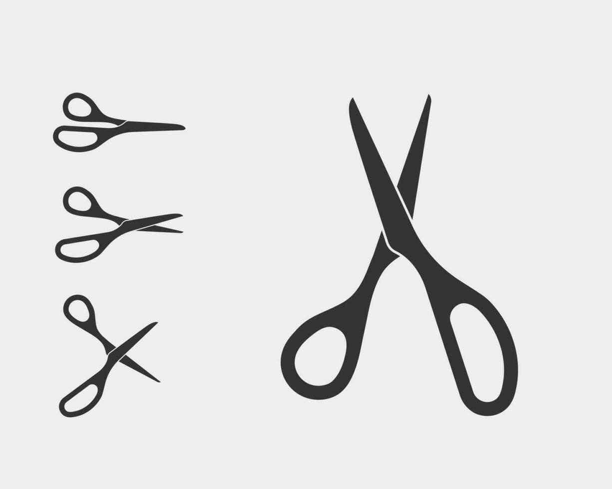 Set scissor icon. Scissors vector design element or logo template. Black and white silhouette isolated.