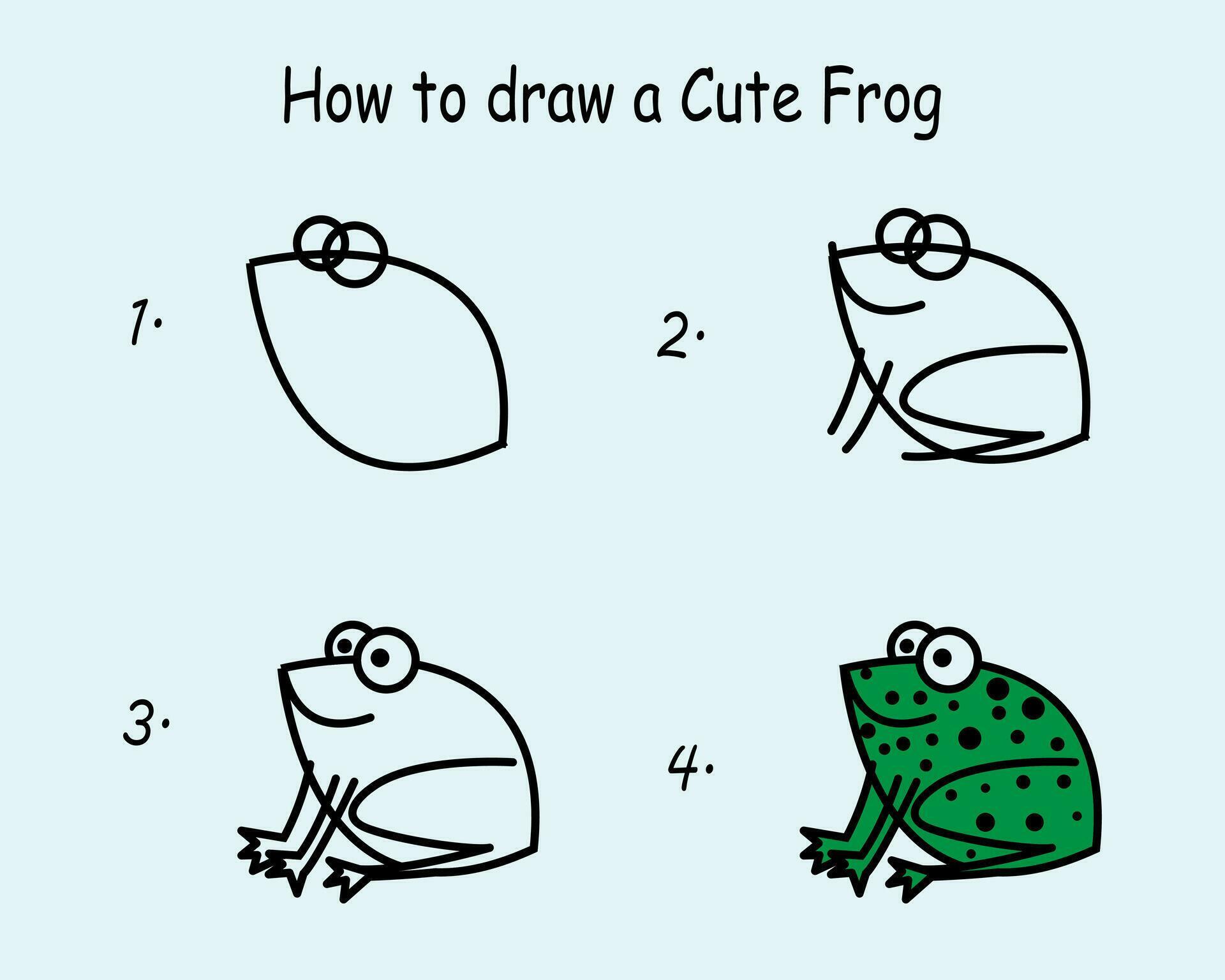 Step by step to draw a Frog. Drawing tutorial a Frog. Drawing lesson ...