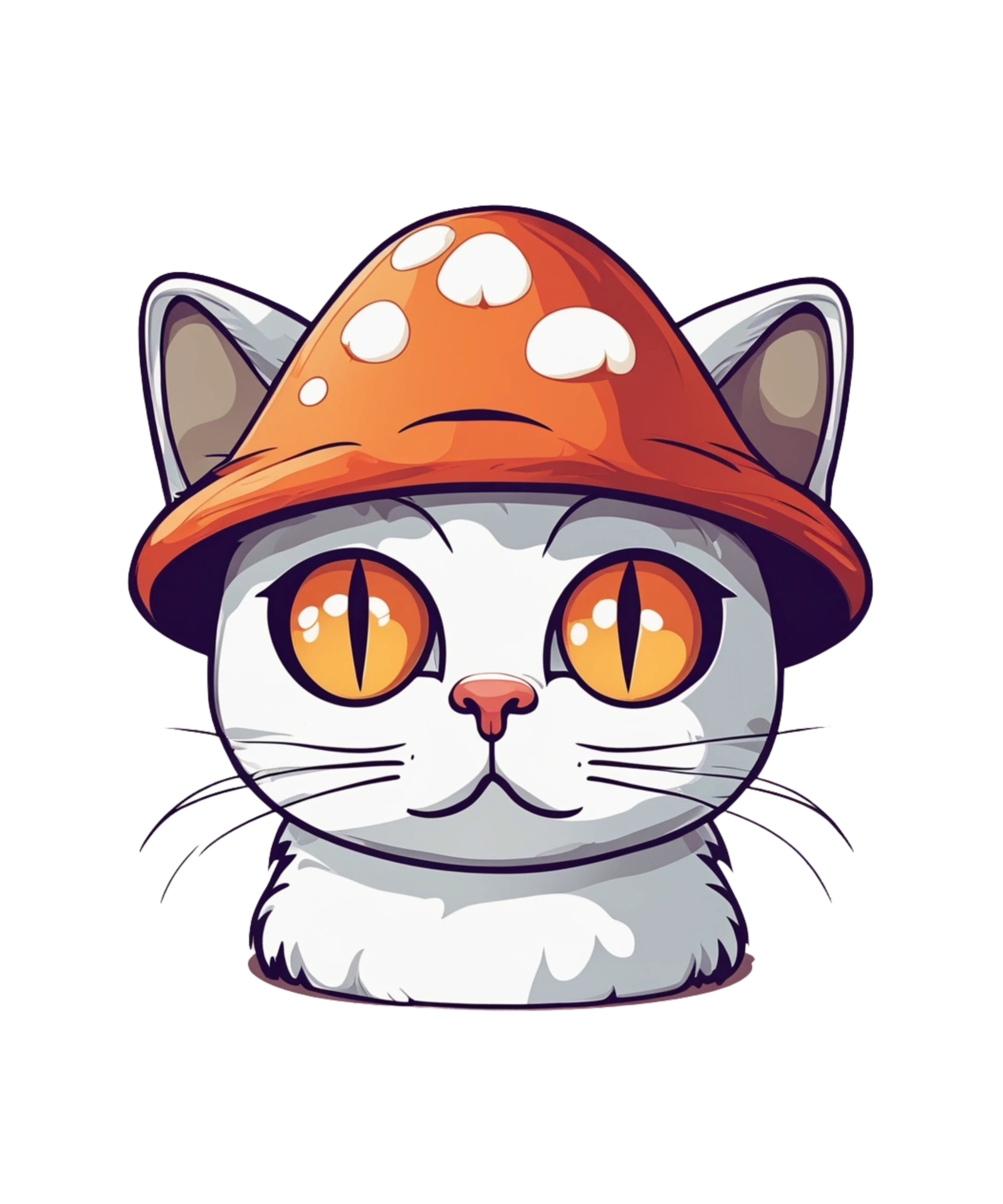 Ai generative cat and mushroom clipart illustration for print on demand