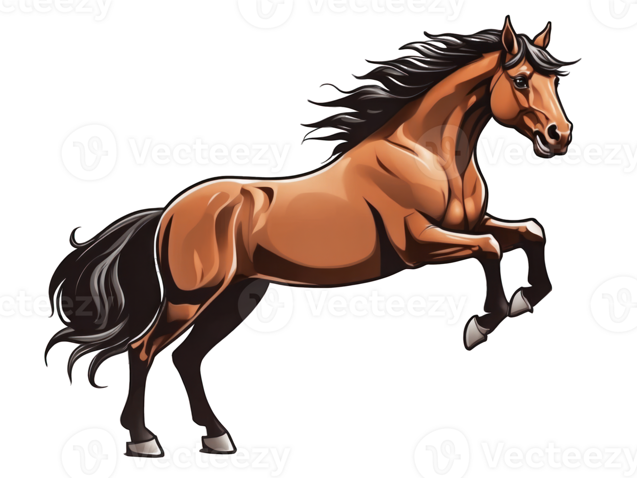 running horse cartoon isolated on transparent background AI Generative png