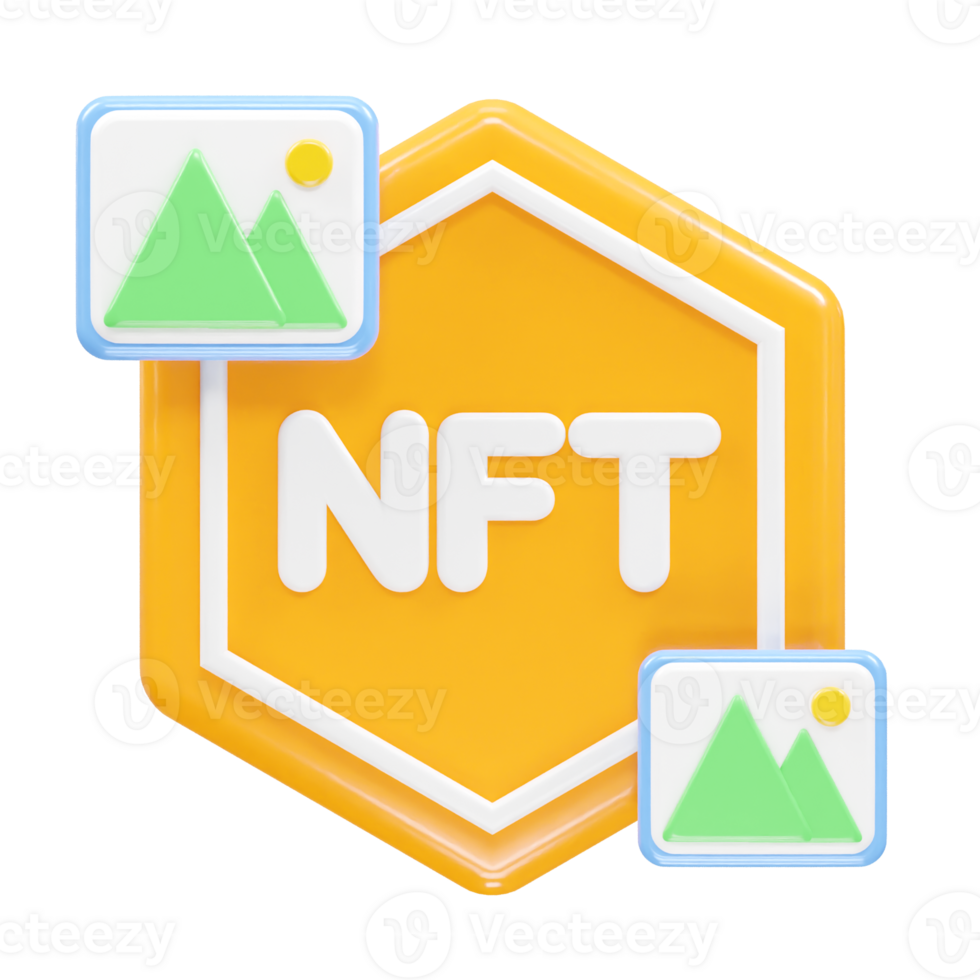 Nft icon illustration 3d rendering transparent element png