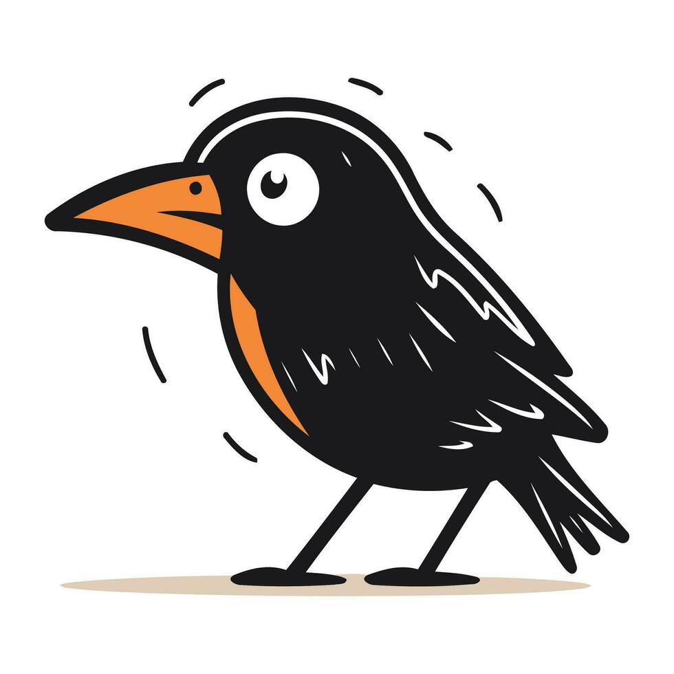 Cute cartoon crow. Vector illustration isolated on a white background.