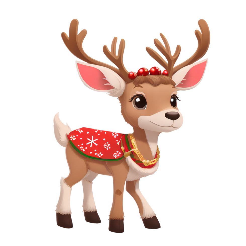 AI generative cartoon reindeer in christmas png