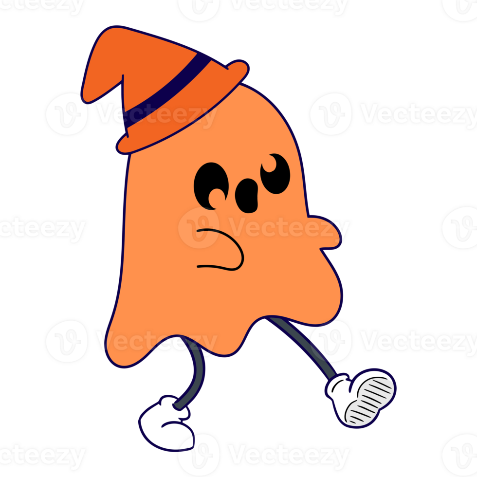 Halloween cute ghost with witch hat png