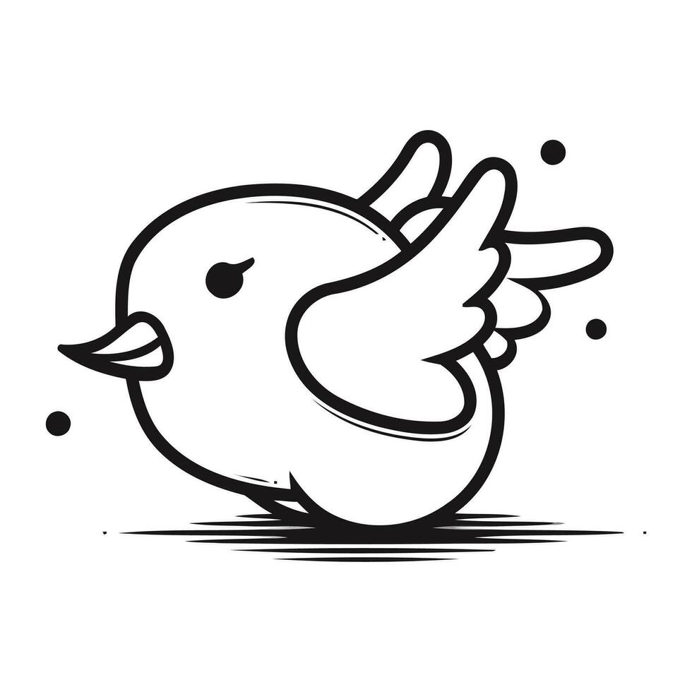 Cute doodle hand drawn bird. Vector illustration isolated on white background.