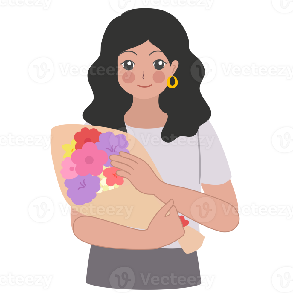 holding flower bouquet png