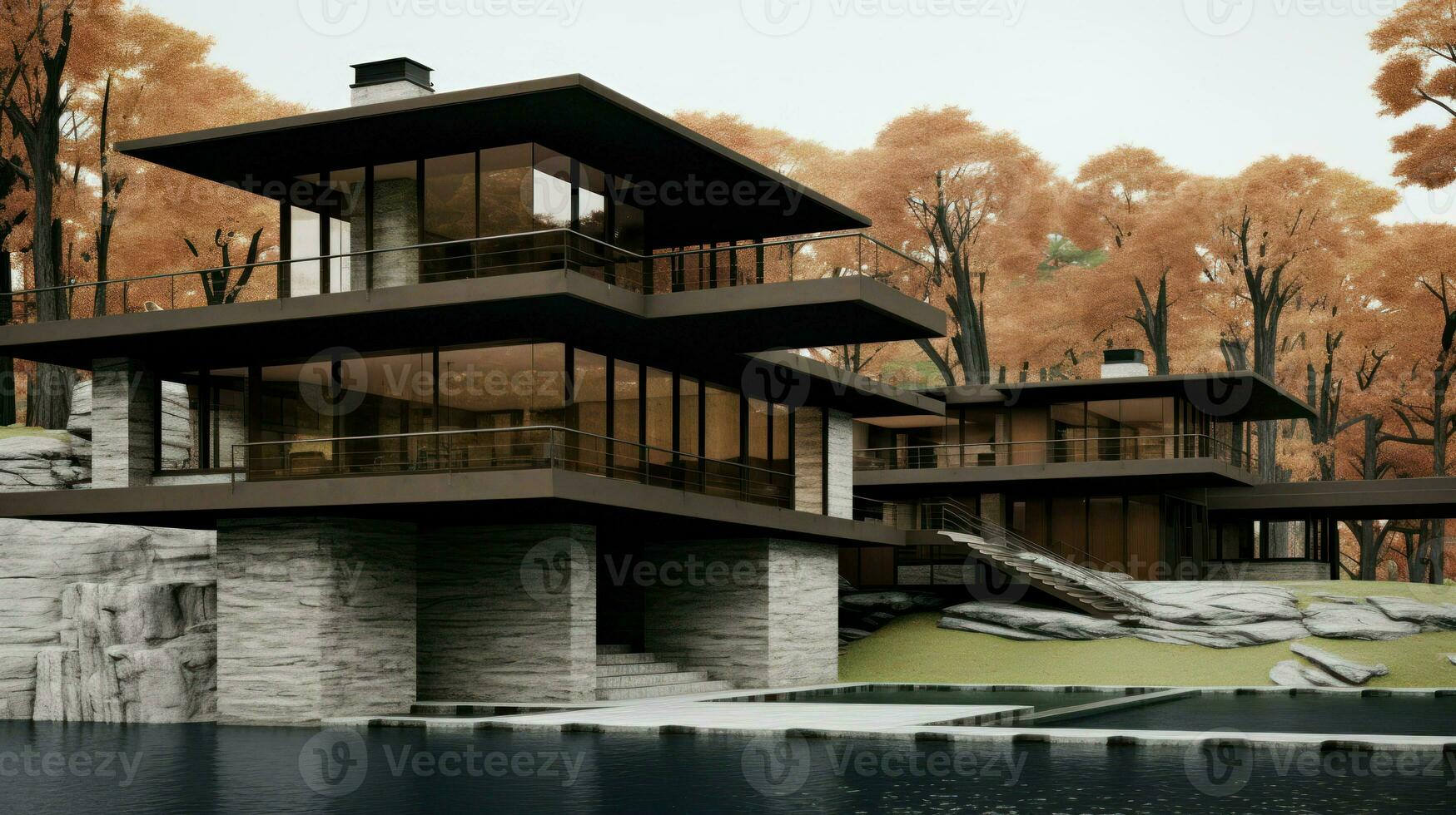 moderno arquitectura - un mezcla de naturaleza y lujo.. generativo ai foto