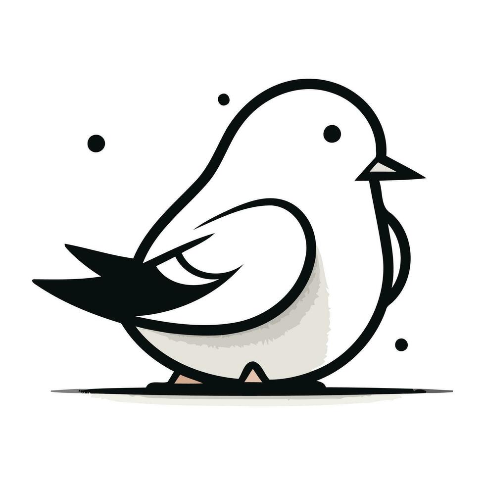 Cute bird on white background. Vector illustration in cartoon style.