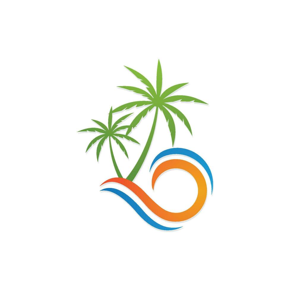 Palm tree summer logo template vector