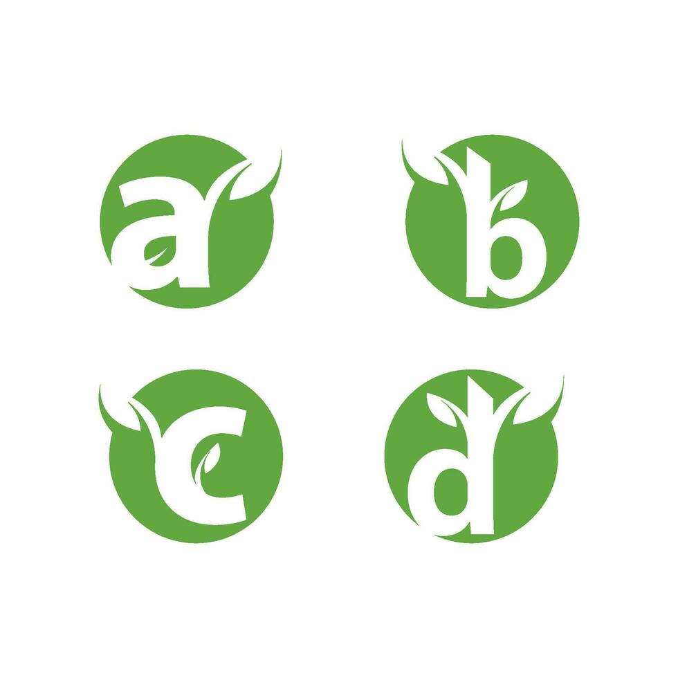 Logos of green Tree leaf ecology vector