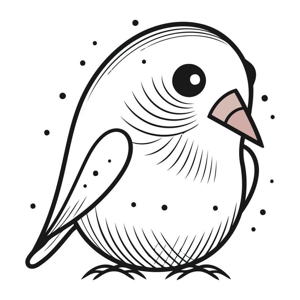 Cute cartoon bird. Hand drawn vector illustration isolated on white background.