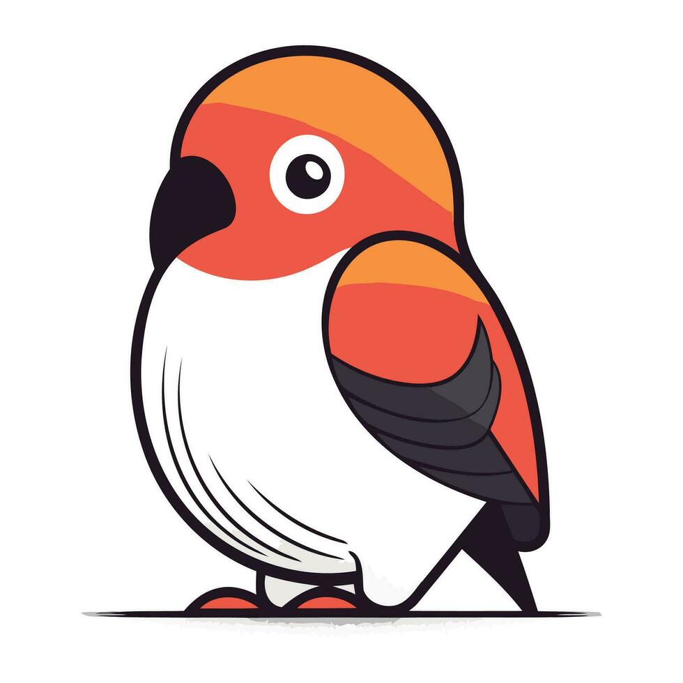 Vector illustration of a cute little bullfinch on white background.