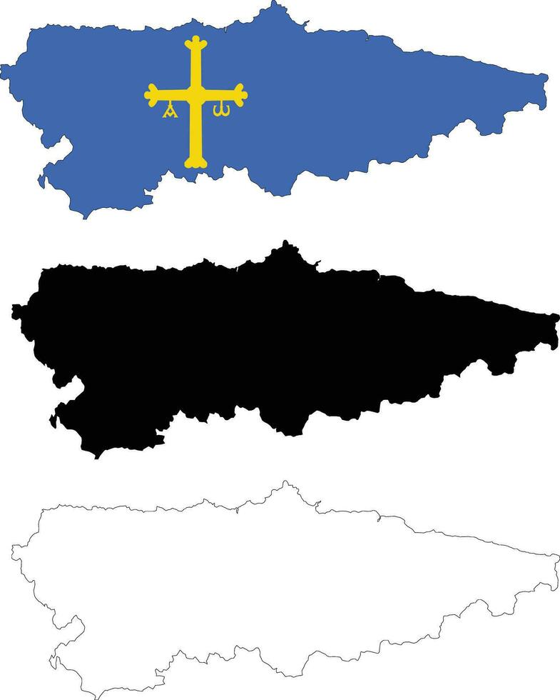 Asturias Map icon. Asturias Map Clipart. Asturias Flag Map sign. Asturias Outline. flat style. vector