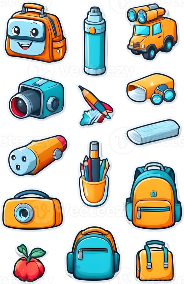 backpack, school bag, school supplies, school bag, school bag icon set