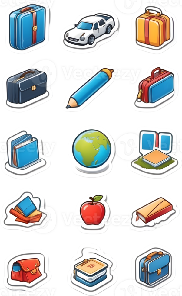 office supplies icon set, illustration ai generative png
